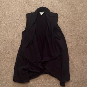 Black Sleeveless Drape Vest